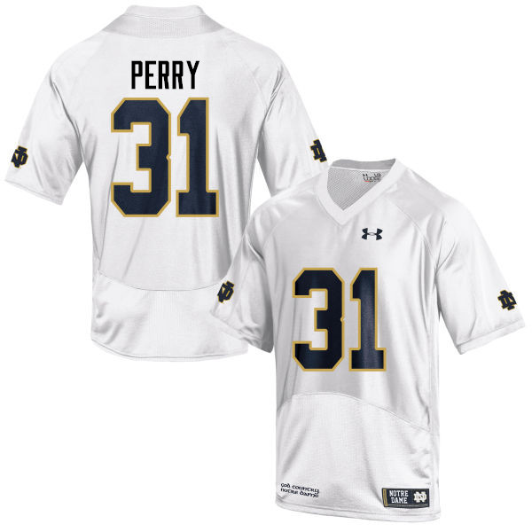 Men #31 Spencer Perry Notre Dame Fighting Irish College Football Jerseys-White - Click Image to Close